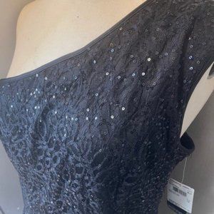 Adrianna Papell One Shoulder Lace Sequin Dress